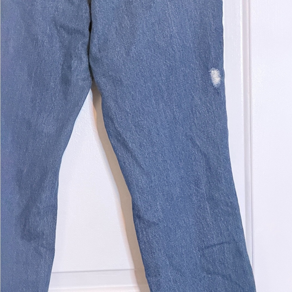Express Distressed  Raw Hem sz12 straight ankle High Rise Blue Jeans - Picture 9 of 11